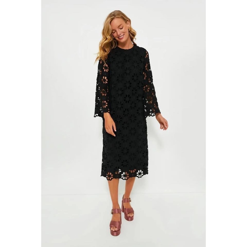 Tuckernuck Black Floral Eyelet Midi Dress